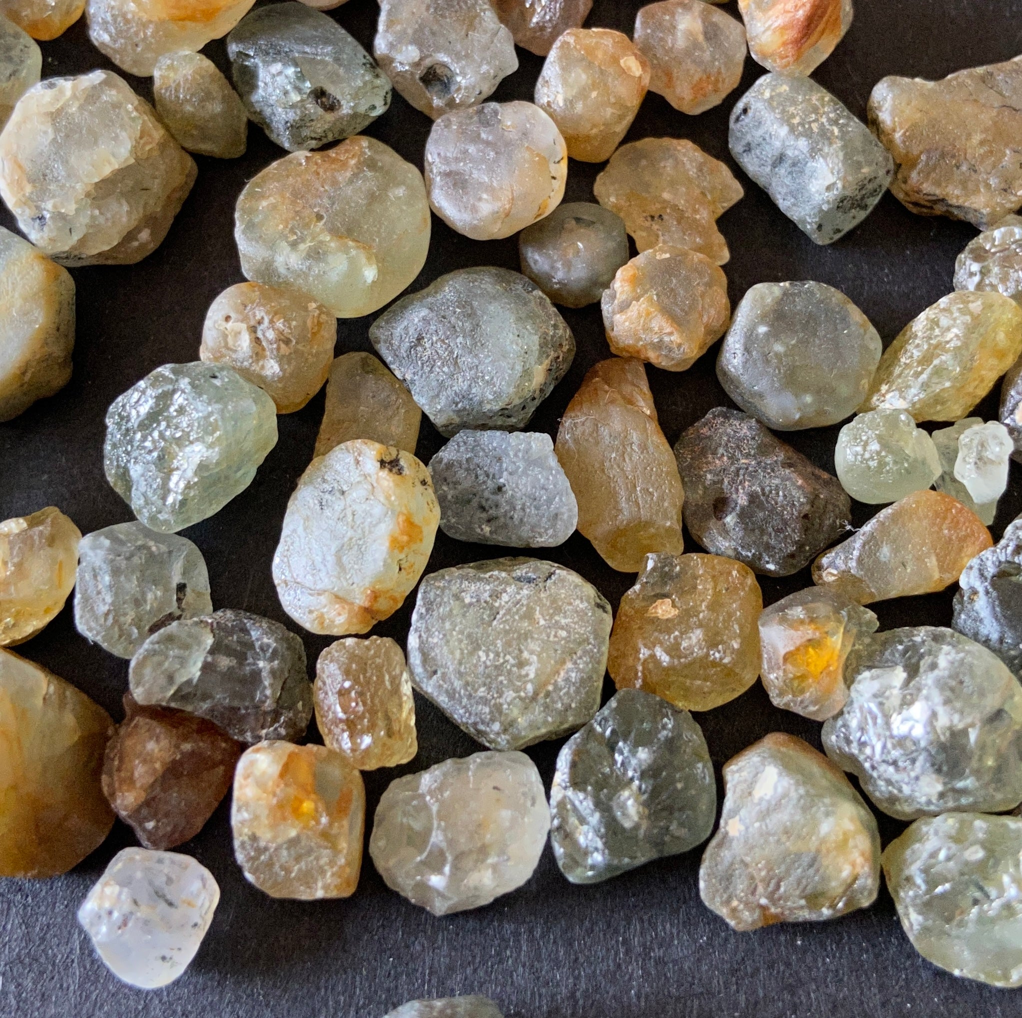 An assortment of rough sapphires from Montana
