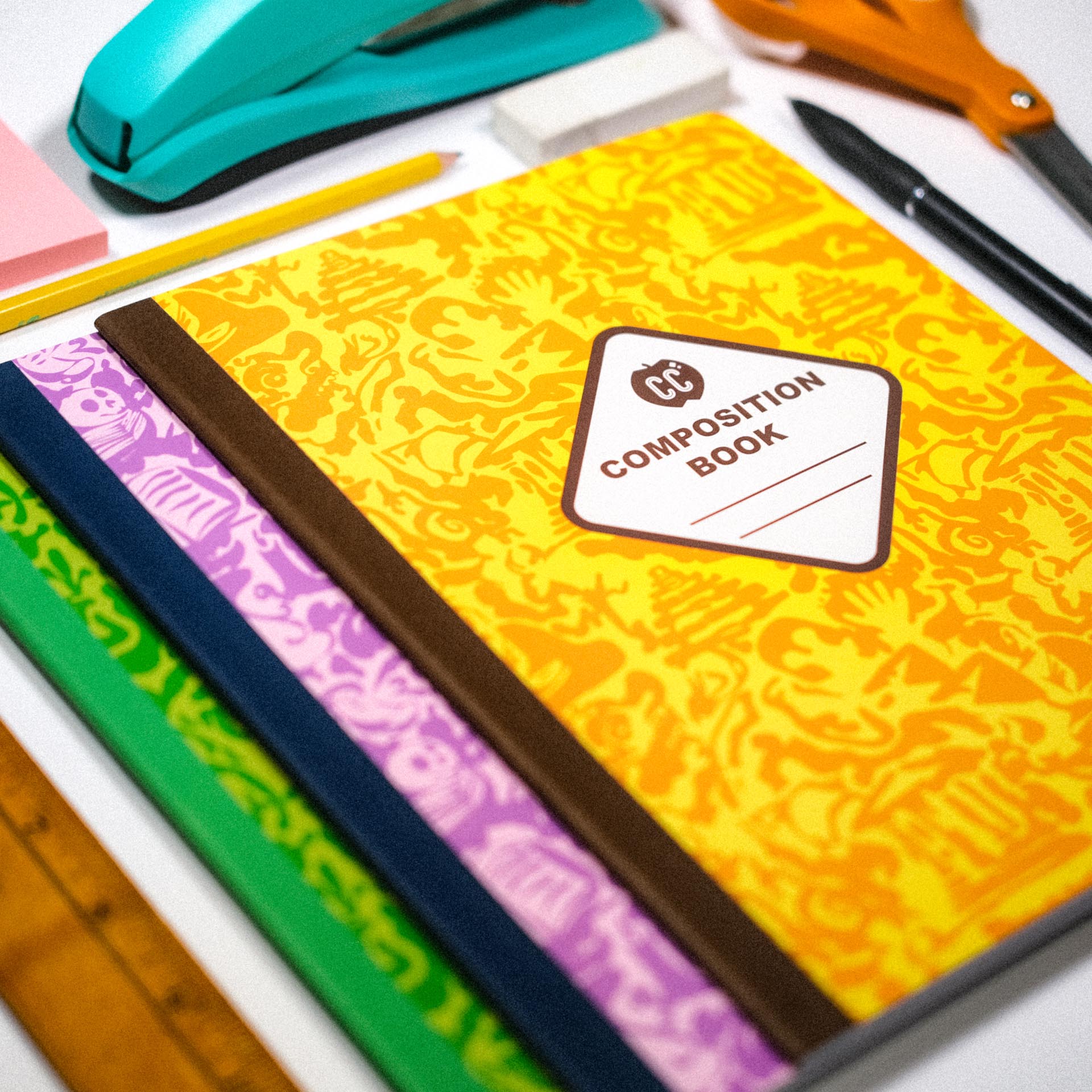 Crash Course Composition Notebook Covers on a Desk