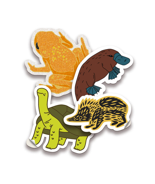 A set of four stickers from the Bizarre Beasts designs.